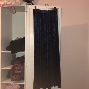Blue velvet maxi skirt